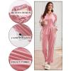 imageEkouaer Womens Velvet Pajamas Set Long Sleeve Button Up Sleepwear Soft 2 Piece Loungewear Pj SetLight Pink