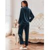 imageEkouaer Womens Velvet Pajamas Set Long Sleeve Button Up Sleepwear Soft 2 Piece Loungewear Pj SetPeacock Blue