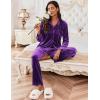 imageEkouaer Womens Velvet Pajamas Set Long Sleeve Button Up Sleepwear Soft 2 Piece Loungewear Pj SetPurple