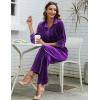 imageEkouaer Womens Velvet Pajamas Set Long Sleeve Button Up Sleepwear Soft 2 Piece Loungewear Pj SetPurple