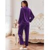 imageEkouaer Womens Velvet Pajamas Set Long Sleeve Button Up Sleepwear Soft 2 Piece Loungewear Pj SetPurple