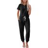 imageEkouaer Lounge Sets for Women 2 Piece Pjs Short Sleeve Pajamas Set Joggers Pants Sleepwear Soft Outfits SXXLBlack