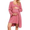 imageEkouaer Maternity Nursing Gown and Robe Set 2 Piece Waffle Breastfeeding Nightgown 3 in 1 Labor and Delivery Hospital GownRust