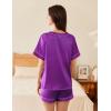 imageEkouaer 2 Pack Silk Pajamas for Women Short Sleeve Satin Pj Set Soft V neck Sleepwear Loungewear SXXLPurplepeacock Blue