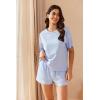 imageEkouaer Cotton Pajamas Set for Womens Soft Short Sleeve Lounge Set Shorts Sleepwear Set 2 Piece Pjs SetsLight Blue