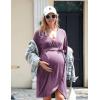 imageEkouaer Maternity Robe Nursing Robes for Hospital Labor Delivery V Neck Pregnancy Bathrobe Womens Postpartum NightgownLight Purple