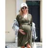 imageEkouaer Maternity Robe Nursing Robes for Hospital Labor Delivery V Neck Pregnancy Bathrobe Womens Postpartum NightgownOlive Green