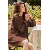 imageEkouaer Nightgowns for Women Long Sleeve Sleep Shirts Waffle Knit Nightshirts Soft Sleep Dress Oversized SleepwearBrown