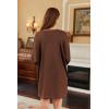 imageEkouaer Nightgowns for Women Long Sleeve Sleep Shirts Waffle Knit Nightshirts Soft Sleep Dress Oversized SleepwearBrown