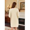 imageEkouaer Nightgowns for Women Long Sleeve Sleep Shirts Waffle Knit Nightshirts Soft Sleep Dress Oversized SleepwearCream Color