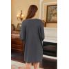 imageEkouaer Nightgowns for Women Long Sleeve Sleep Shirts Waffle Knit Nightshirts Soft Sleep Dress Oversized SleepwearDark Grey