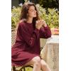 imageEkouaer Nightgowns for Women Long Sleeve Sleep Shirts Waffle Knit Nightshirts Soft Sleep Dress Oversized SleepwearDark Red