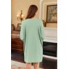 imageEkouaer Nightgowns for Women Long Sleeve Sleep Shirts Waffle Knit Nightshirts Soft Sleep Dress Oversized SleepwearIce Green