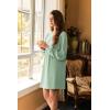 imageEkouaer Nightgowns for Women Long Sleeve Sleep Shirts Waffle Knit Nightshirts Soft Sleep Dress Oversized SleepwearIce Green