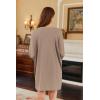 imageEkouaer Nightgowns for Women Long Sleeve Sleep Shirts Waffle Knit Nightshirts Soft Sleep Dress Oversized SleepwearKhaki