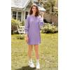 imageEkouaer Nightgowns for Women Long Sleeve Sleep Shirts Waffle Knit Nightshirts Soft Sleep Dress Oversized SleepwearLilac