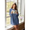 imageEkouaer Nightgowns for Women Long Sleeve Sleep Shirts Waffle Knit Nightshirts Soft Sleep Dress Oversized SleepwearNavy