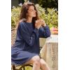 imageEkouaer Nightgowns for Women Long Sleeve Sleep Shirts Waffle Knit Nightshirts Soft Sleep Dress Oversized SleepwearNavy Blue