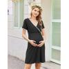 imageEkouaer Nursing Nightgown Delivery and Labor Gown for Hospital Short Sleeve Maternity Breastfeeding DressBlack