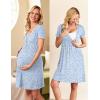 imageEkouaer Nursing Nightgown Delivery and Labor Gown for Hospital Short Sleeve Maternity Breastfeeding DressBlue Leopard