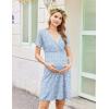 imageEkouaer Nursing Nightgown Delivery and Labor Gown for Hospital Short Sleeve Maternity Breastfeeding DressBlue Leopard