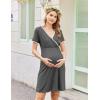 imageEkouaer Nursing Nightgown Delivery and Labor Gown for Hospital Short Sleeve Maternity Breastfeeding DressGray