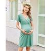 imageEkouaer Nursing Nightgown Delivery and Labor Gown for Hospital Short Sleeve Maternity Breastfeeding DressGreen