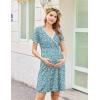 imageEkouaer Nursing Nightgown Delivery and Labor Gown for Hospital Short Sleeve Maternity Breastfeeding DressGreen Leopard