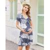 imageEkouaer Nursing Nightgown Delivery and Labor Gown for Hospital Short Sleeve Maternity Breastfeeding DressGrey White Floral