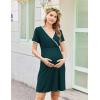 imageEkouaer Nursing Nightgown Delivery and Labor Gown for Hospital Short Sleeve Maternity Breastfeeding DressHuntergreen