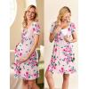 imageEkouaer Nursing Nightgown Delivery and Labor Gown for Hospital Short Sleeve Maternity Breastfeeding DressPink Flowers