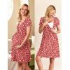 imageEkouaer Nursing Nightgown Delivery and Labor Gown for Hospital Short Sleeve Maternity Breastfeeding DressRed Floral