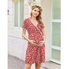 imageEkouaer Nursing Nightgown Delivery and Labor Gown for Hospital Short Sleeve Maternity Breastfeeding DressRed Floral