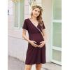 imageEkouaer Nursing Nightgown Delivery and Labor Gown for Hospital Short Sleeve Maternity Breastfeeding DressRosewood