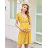 imageEkouaer Nursing Nightgown Delivery and Labor Gown for Hospital Short Sleeve Maternity Breastfeeding DressYellow Floral