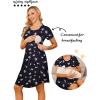 imageEkouaer Nursing Nightgown Short Sleeve Nursing Gown 3 In 1 Maternity Nightgown Breasfeeding Sleepwear Delivery DressDaisy