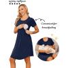 imageEkouaer Nursing Nightgown Short Sleeve Nursing Gown 3 In 1 Maternity Nightgown Breasfeeding Sleepwear Delivery DressNavy Blue