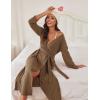 imageEkouaer Robes for Women Long Light Weight Knit Bathrobe Soft Sleepwear Ladies Loungewear Kimono Spa Robe SXXLBrown