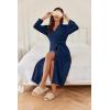 imageEkouaer Robes for Women Long Light Weight Knit Bathrobe Soft Sleepwear Ladies Loungewear Kimono Spa Robe SXXLNavy Blue