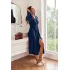 imageEkouaer Robes for Women Long Light Weight Knit Bathrobe Soft Sleepwear Ladies Loungewear Kimono Spa Robe SXXLNavy Blue