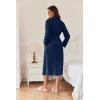 imageEkouaer Robes for Women Long Light Weight Knit Bathrobe Soft Sleepwear Ladies Loungewear Kimono Spa Robe SXXLNavy Blue