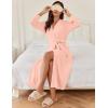 imageEkouaer Robes for Women Long Light Weight Knit Bathrobe Soft Sleepwear Ladies Loungewear Kimono Spa Robe SXXLPink