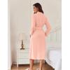 imageEkouaer Robes for Women Long Light Weight Knit Bathrobe Soft Sleepwear Ladies Loungewear Kimono Spa Robe SXXLPink