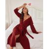 imageEkouaer Robes for Women Long Light Weight Knit Bathrobe Soft Sleepwear Ladies Loungewear Kimono Spa Robe SXXLWine Red