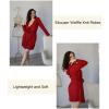 imageEkouaer Robes for Women Waffle Knit Hooded Bathrobe Lightweight Robe Soft Knee Length Sleepwear with PocketsDark Red