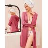 imageEkouaer Robes for Women Waffle Knit Hooded Bathrobe Lightweight Robe Soft Knee Length Sleepwear with PocketsGray Purple