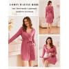 imageEkouaer Robes for Women Waffle Knit Hooded Bathrobe Lightweight Robe Soft Knee Length Sleepwear with PocketsGray Purple