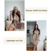 imageEkouaer Robes for Women Waffle Knit Hooded Bathrobe Lightweight Robe Soft Knee Length Sleepwear with PocketsKhaki