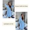 imageEkouaer Robes for Women Waffle Knit Hooded Bathrobe Lightweight Robe Soft Knee Length Sleepwear with PocketsLight Blue