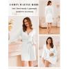 imageEkouaer Robes for Women Waffle Knit Hooded Bathrobe Lightweight Robe Soft Knee Length Sleepwear with PocketsWhite